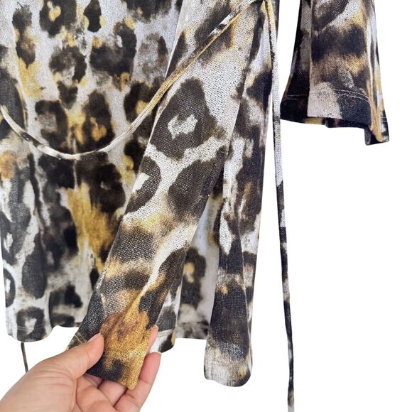 Maryan Mehlhorn Womens Swim Cover-Up Animal Print Sheer Belted Mini Dress Size S - Picture 5 of 8